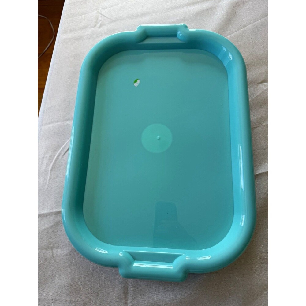 Plastic Serving Trays Set of 10 Blue/Teal Rectangular Handles